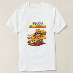 Camiseta Fatia de Pizza Ensolarada e Atrevida Férias de Ver