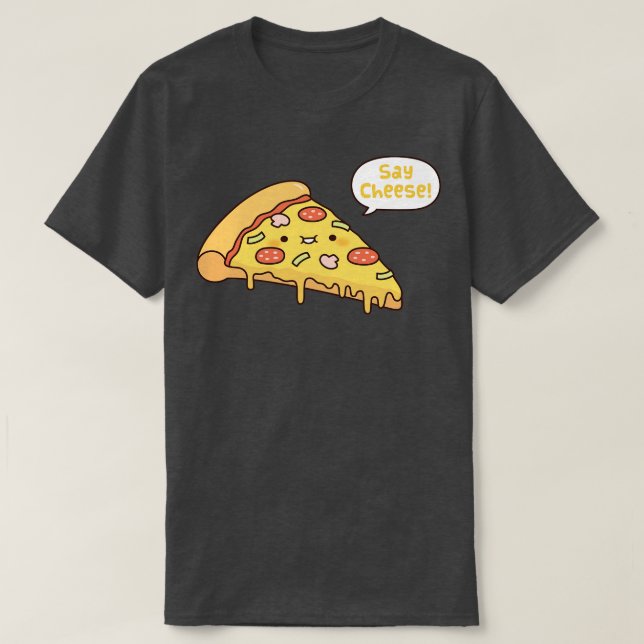 Camiseta Fatia de Pizza Fácil Diga Queijo Engraçado (Frente do Design)