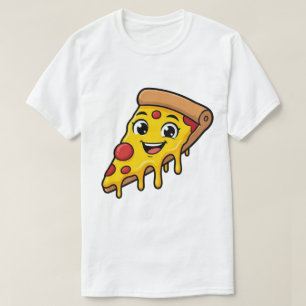 Camiseta Fatia de Pizza Feliz e Divertida com Queijo Elásti