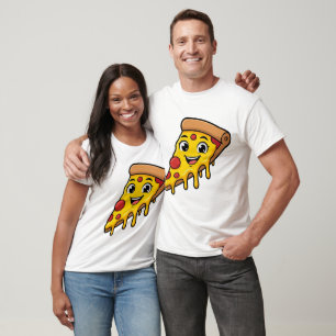 Camiseta Fatia de Pizza Feliz e Divertida com Queijo Elásti