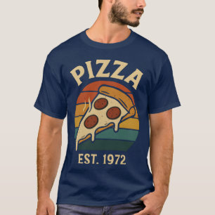 Camiseta Fatia de Pizza Vintage Retro Arte de Comida dos An