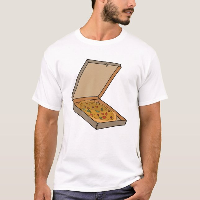 Camiseta Fatia de Pop Art Caixa de Pizza (Frente)
