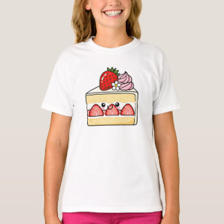 Camiseta Fatia de shortcake de morango Kawaii
