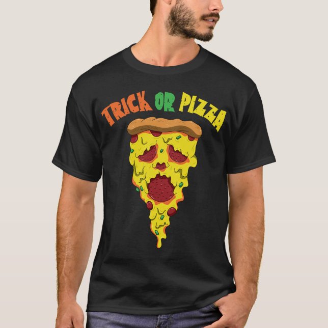 Camiseta Fatia Engraçada De Monstro De Pepperoni Pizza Hall (Frente)