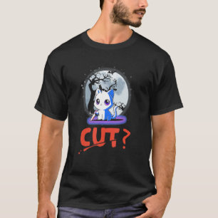 Camiseta Fatia Fantasia de Halloween Gato Assassinato Com F