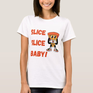 Camiseta Fatia Fatia Bebê Pizza Engraçada Camisa-T feminina