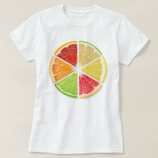 Camiseta Fatias de frutas de citrinos (Frente do Design)