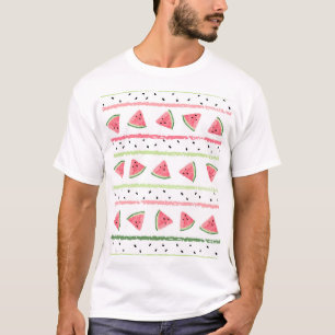 Camiseta Fatias De Melancia: Fitas Sem Costura De Aquarelas