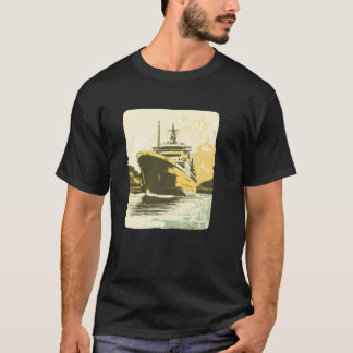 Camiseta Fato com Gráfico de Navio Grande