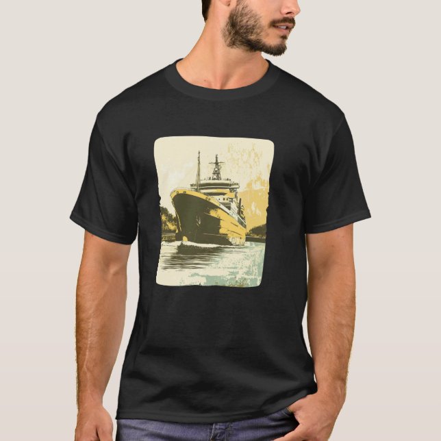 Camiseta Fato com Gráfico de Navio Grande (Frente)