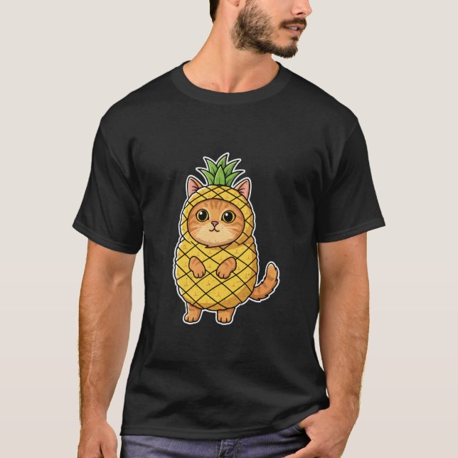 Camiseta Fato de Abacaxi de Gato (Frente)