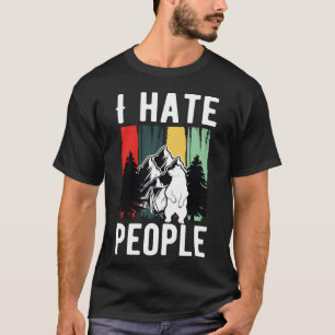 Camiseta Fato de acampamento vintage do urso diz que odeio