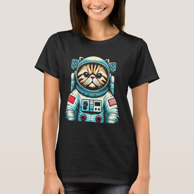 Camiseta Fato de Astronauta de Gato Persa (Frente)