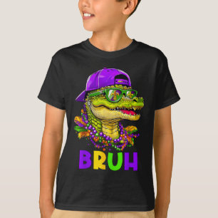 Camiseta Fato de Carnaval Bruh Mardi Gras de Jacaré para Ad