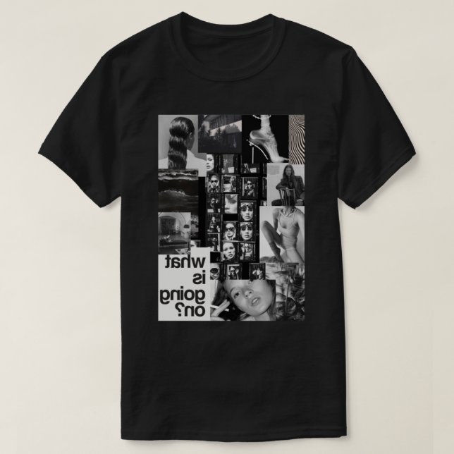 Camiseta Fato de Colagem Preta e Branca. Kate Moss (Frente do Design)
