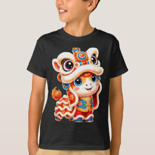 Camiseta Fato de dança do leão do cavalo do ano novo chinês