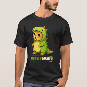 Camiseta Fato de Dinossauro Cat Meowysaurus para Mãe Pai Cr