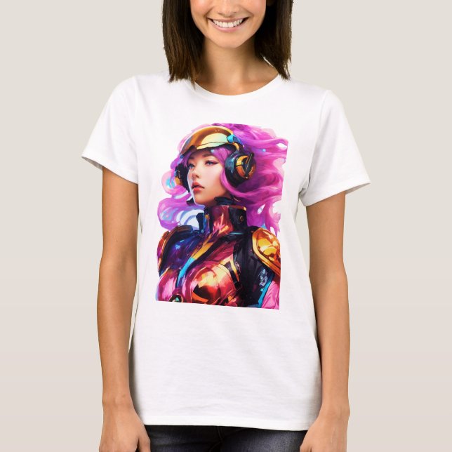 Camiseta Fato de espaço apertado vestido por uma mulher (Frente)