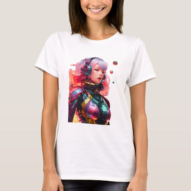 Camiseta Fato de espaço apertado vestido por uma mulher (Frente)