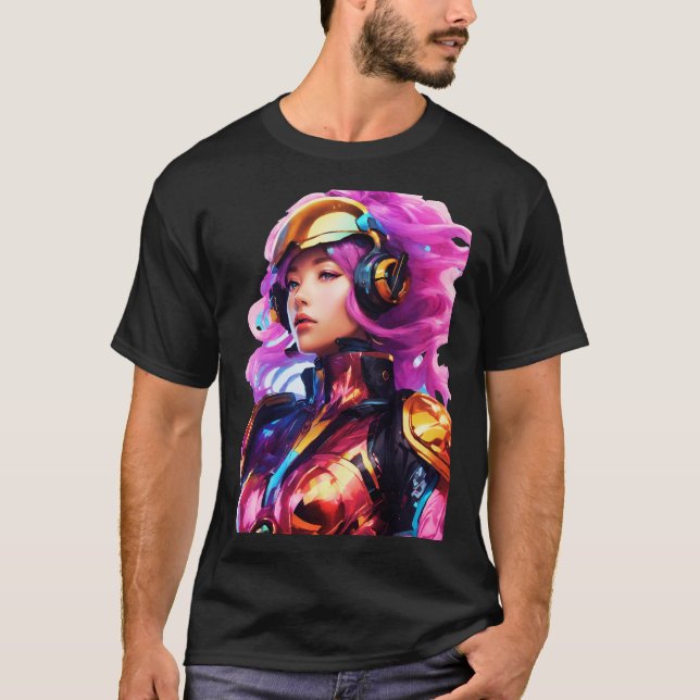 Camiseta Fato de espaço apertado vestido por uma mulher (Frente)