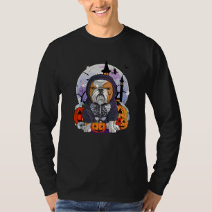 Camiseta Fato de Esqueleto de Bulldog Inglês Halloween Brux