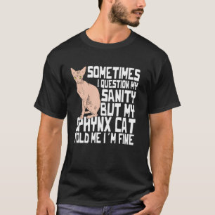 Camiseta Fato de Gato Sphynx Dono de Gato Sem Pelo Amante S