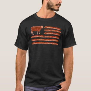 Camiseta Fato de Grill de Salsicha de Vaca da Bandeira da A