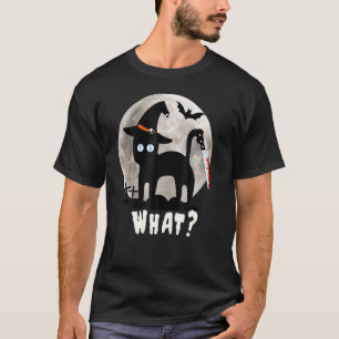 Camiseta Fato de Halloween de Gato Preto Assustador Vintage