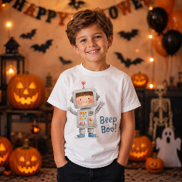 Camiseta Fato de Halloween de Menino Robô Fofo Beep Boo
