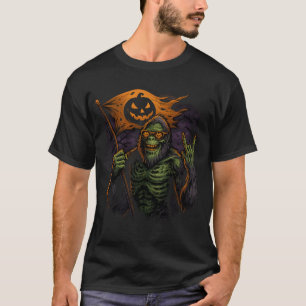 Camiseta Fato de Halloween Pedra Abóbora Pé-Grande Sasquatc