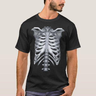 Camiseta Fato de Halloween Zumbi com Caixa Torácica de Esqu