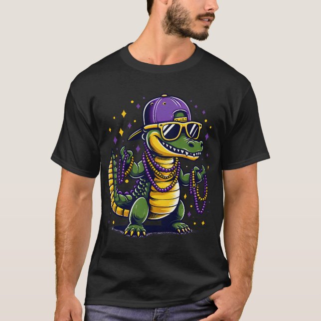 Camiseta Fato de Jacaré do Carnaval de Mardi Gras (Frente)