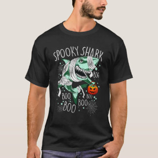 Camiseta Fato de Múmia de Tubarão Retro Feliz Dia das Bruxa