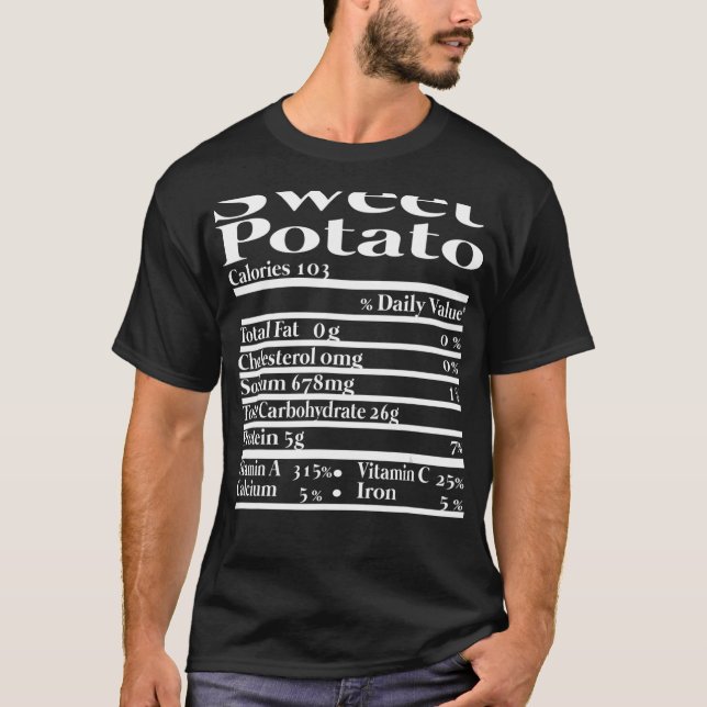 Camiseta Fato de Nutrição de Batata Doce Engraçado para Açã (Frente)