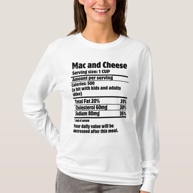 Camiseta Fato de Nutrição Mac e Queijo.w (Frente)