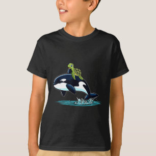 Camiseta Fato de Orca Montando Tartaruga Amante de Animais