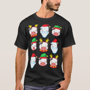 Camiseta Fato de Papai Noel Elfo Rena Vaca Natal Feliz