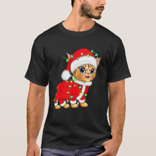 Camiseta Fato de Papai Noel Luzes de Natal Bobcat Lince Fof