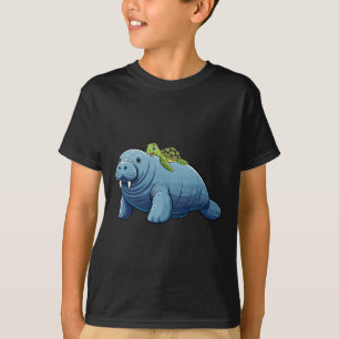Camiseta Fato de peixe-boi montado em tartaruga amante de a