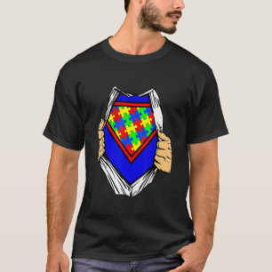 Camiseta Fato de Puzzle de Super-Herói para Conscientização