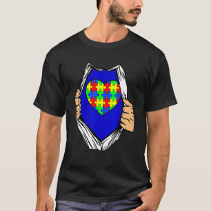 Camiseta Fato de Puzzle de Super-Herói para Conscientização
