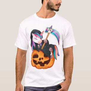 Camiseta Fato de Segurança de Halloween Unicórnio Filha Abó