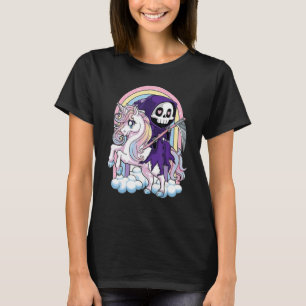 Camiseta Fato de Unicórnio de Halloween com a Morte a Caval