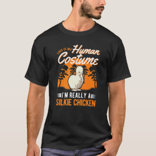 Camiseta Fato Humano de Galinha de Seda Halloween Silkie Ch
