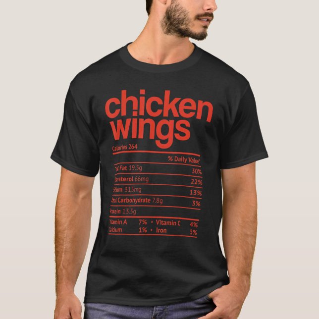 Camiseta Fato Nutricional de Asas de Frango Dia de Ação de  (Frente)