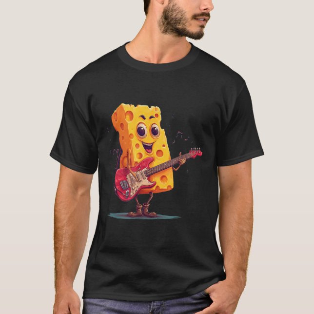 Camiseta Fato Rock Cheddar para E-Guitarra e Queijo (Frente)