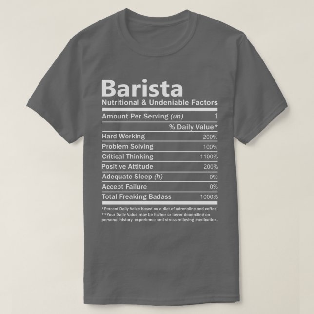 Camiseta Fatores Nutricionais E Inegáveis Da Barista Oferec (Frente do Design)