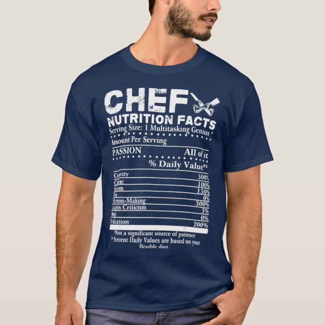 Camiseta Fatos De Alimentação De Chef Legal Presente Para C (Frente)