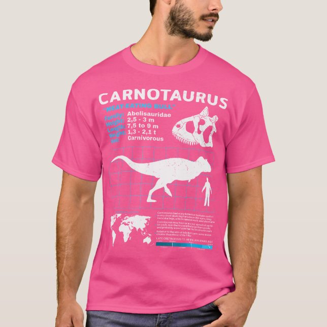 Camiseta Fatos de Dinossauro de Folha de Fatos de Carnotaur (Frente)