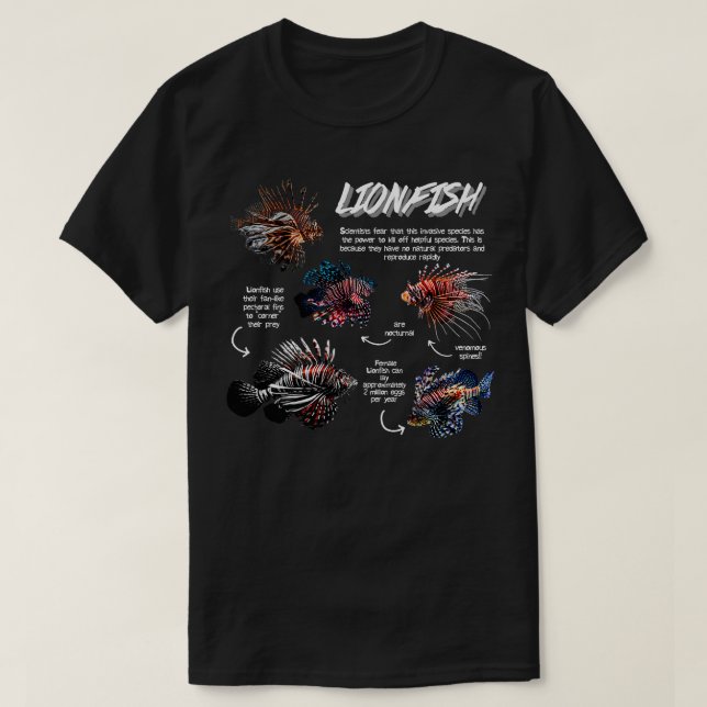 Camiseta Fatos de diversão de lionfish (Frente do Design)